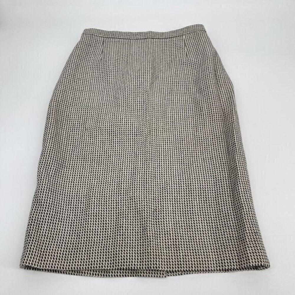 Gerard Pasquier Skirt 42 Womens Black White Wool Business Casual Knit Classic